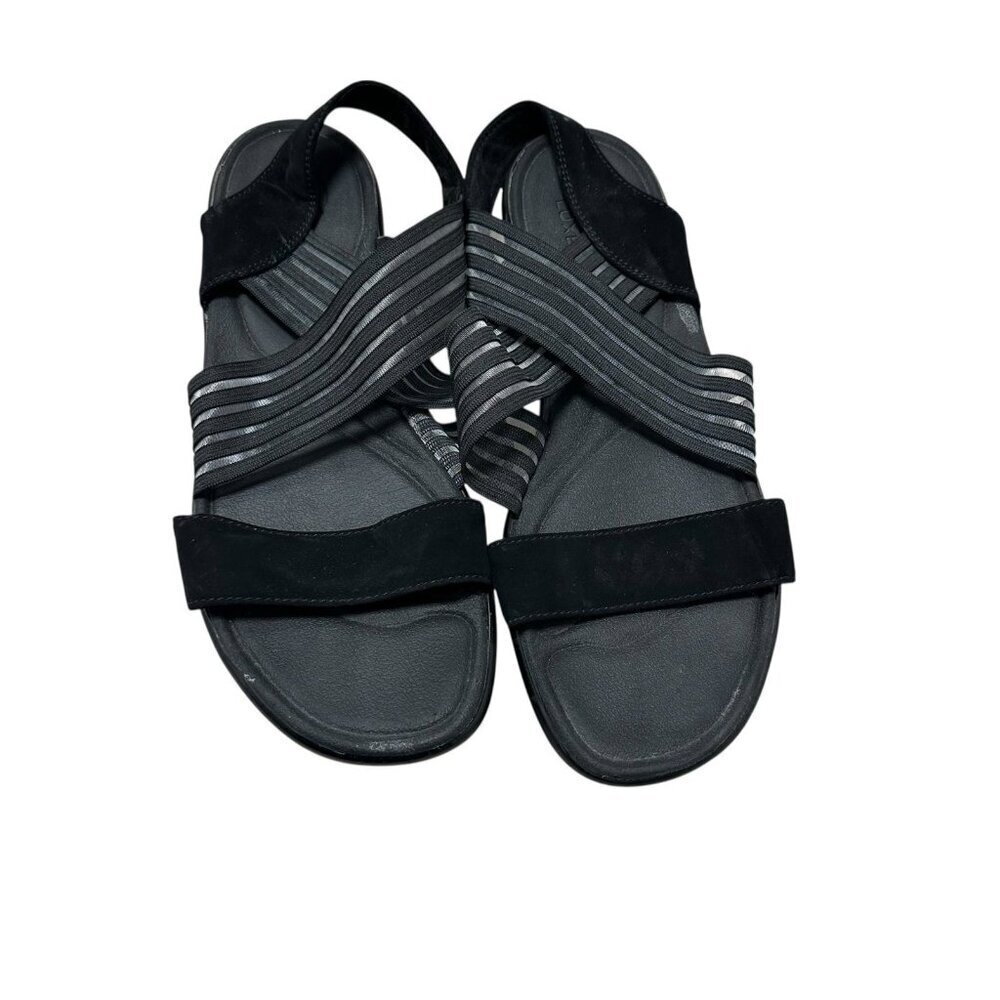 Skechers Womens Size 9 Sandals Black Cross Strappy Rumbler Luxe Transparent  - Picture 2 of 7